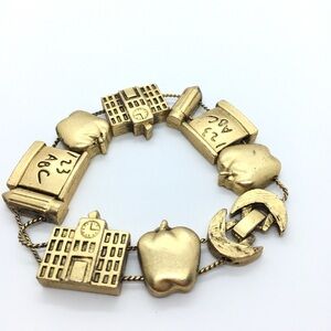 Teacher Bracelet Alphabet Gold Tone Vintage 7.75”